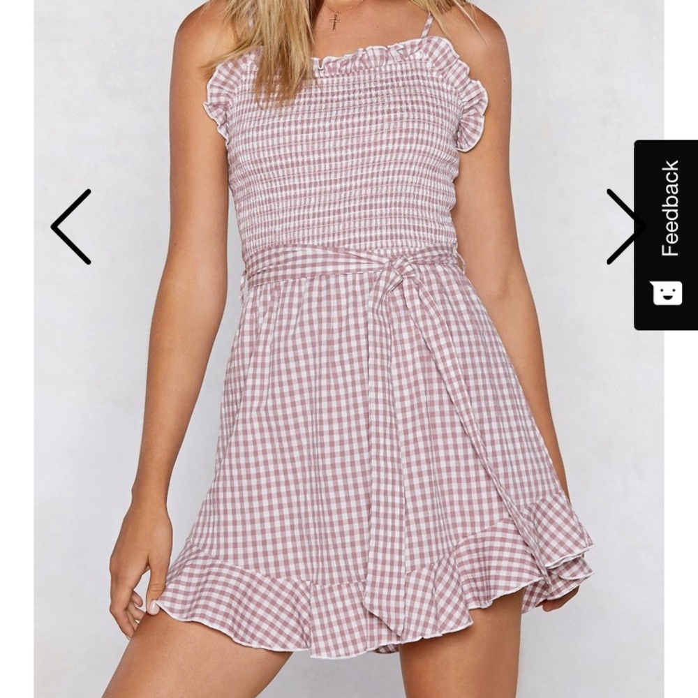 Nasty Gal Gingham Spaghetti Strap Mini Dress